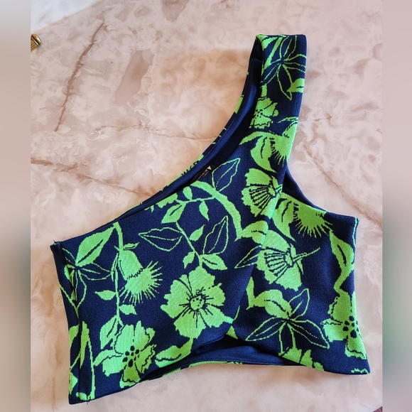 Zara Floral Print One Shoulder Top - Picture 2 of 6
